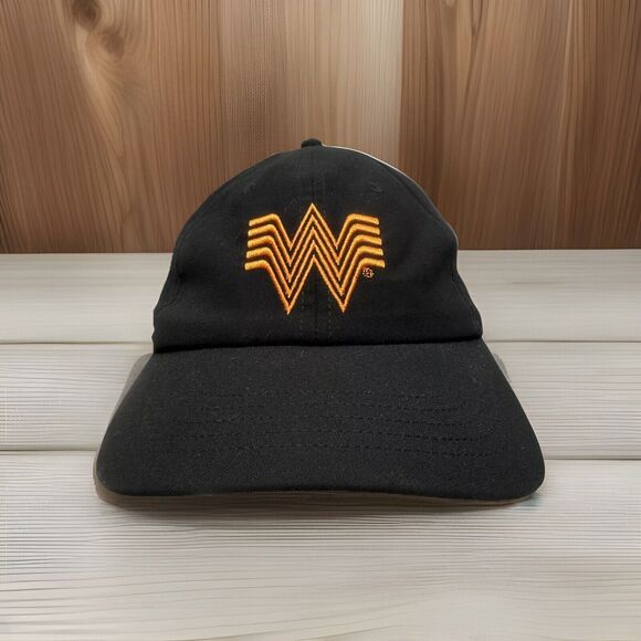 Whataburger Black Baseball Cap Orange "W" Logo Adjustable Snapback Hat Crew - Picture 1 of 8